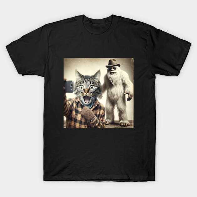 Surprised Scared Cat Selfie Yeti Stylish Funny Retro Vintage T-Shirt by SOUDESIGN_vibe